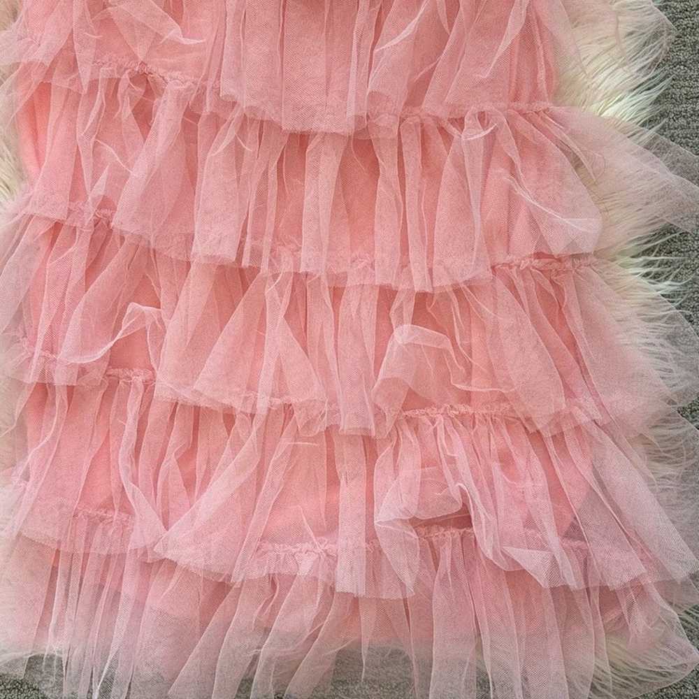 Pink Tulle Ruffle Halter Mini Dress - image 5