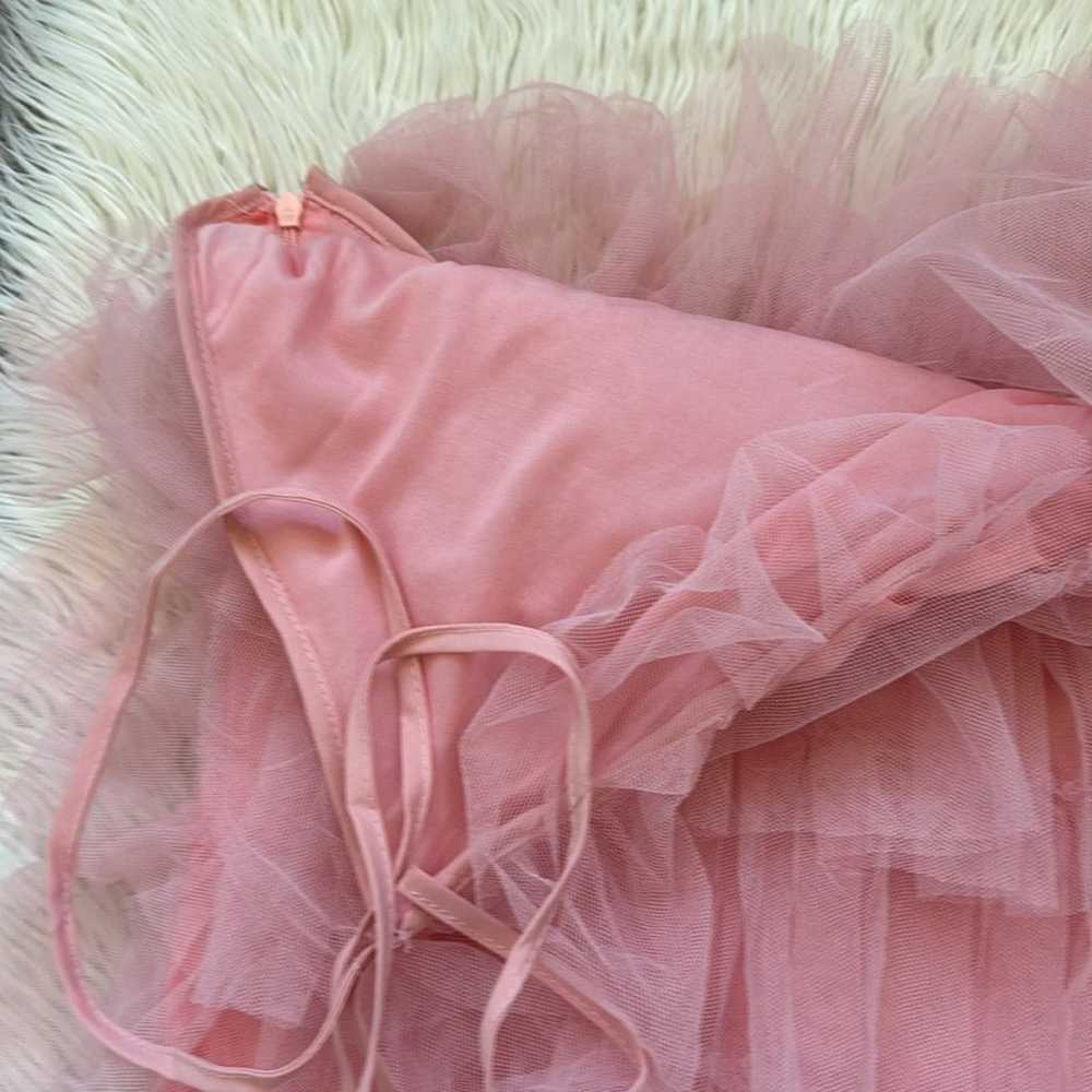 Pink Tulle Ruffle Halter Mini Dress - image 6