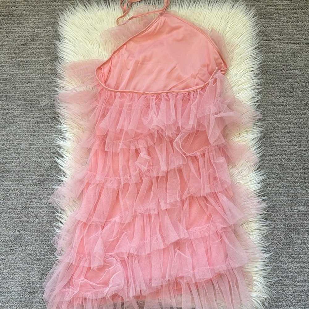Pink Tulle Ruffle Halter Mini Dress - image 8