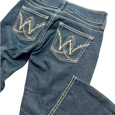 Vintage Wrangler Blue Flare Jeans Embellished Poc… - image 1