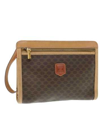 Celine Sophisticated Brown Canvas Clutch Handbag … - image 1