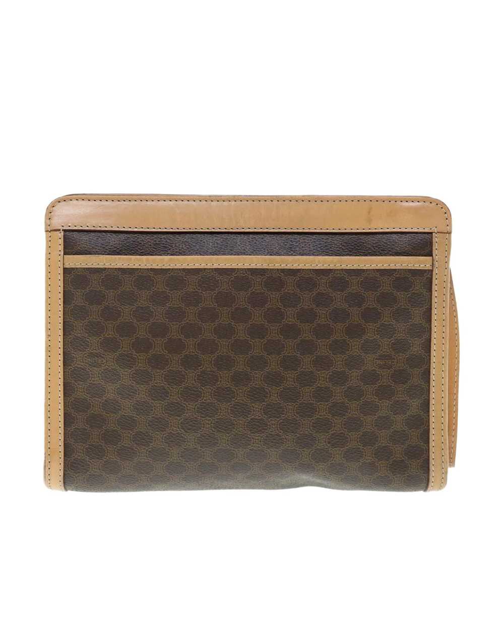 Celine Sophisticated Brown Canvas Clutch Handbag … - image 3