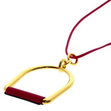 Small Model♪【 HERMES 】Heritage Equestre Pendant HERMES Barenia Heritage Equestre Pendant Necklace Gold