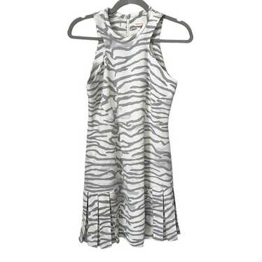 Rebecca Taylor Gray/White Zebra Print Pleated Hal… - image 1