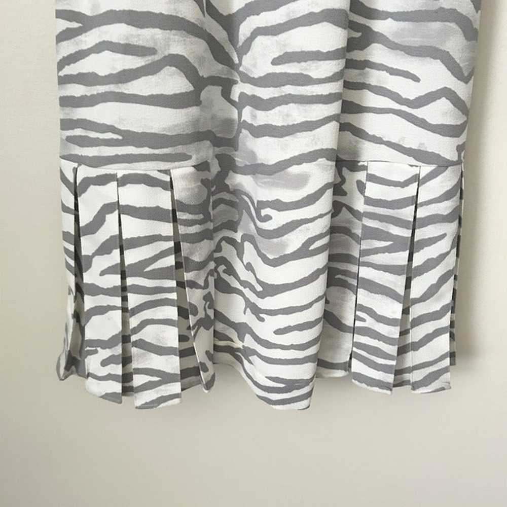 Rebecca Taylor Gray/White Zebra Print Pleated Hal… - image 3