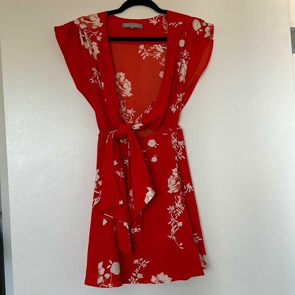 Ooh La Luxe Red Floral Deep V mini dress, Medium,… - image 5