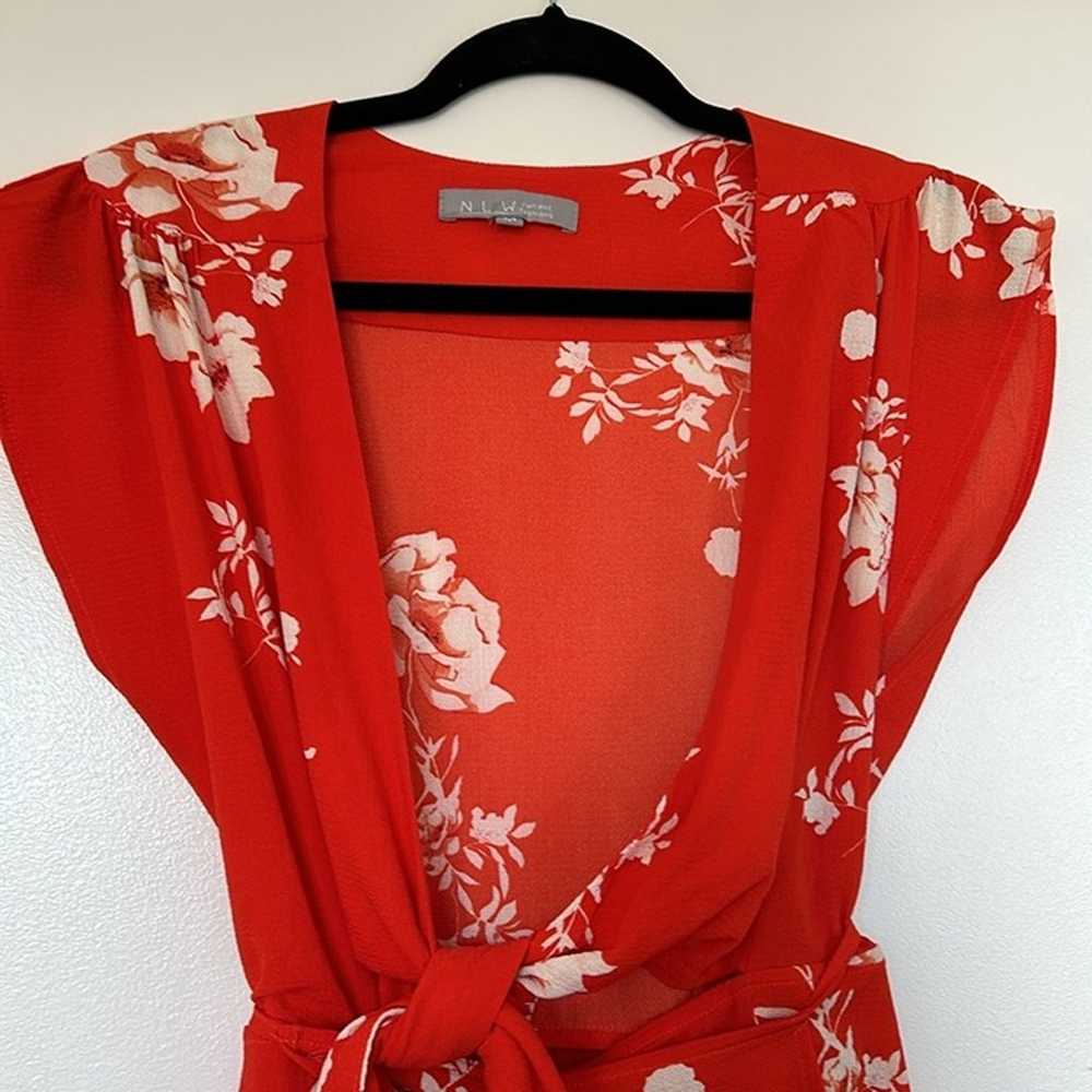 Ooh La Luxe Red Floral Deep V mini dress, Medium,… - image 6