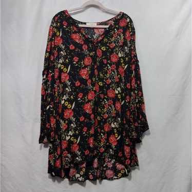 Umgee Floral Swing Dress Women's 2XL Black Red Bo… - image 1