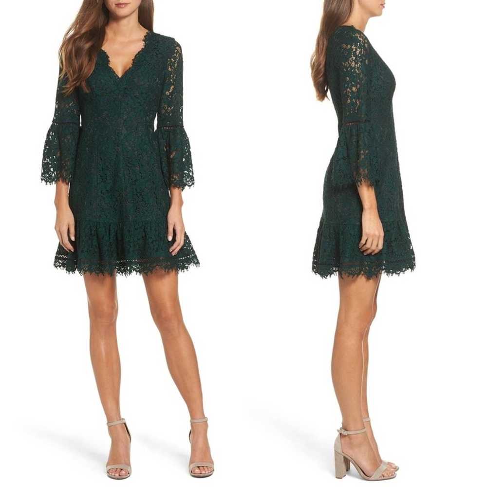 Eliza J Bell Sleeve Lace Cocktail Dress size 2 gr… - image 1