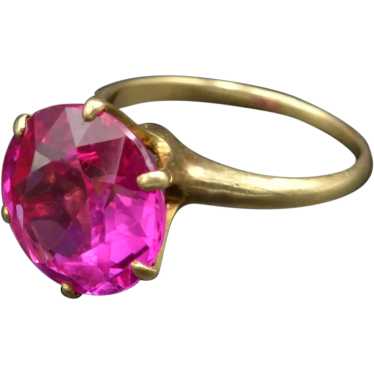 Antique Synthetic Pink Sapphire and 14k Gold Solit
