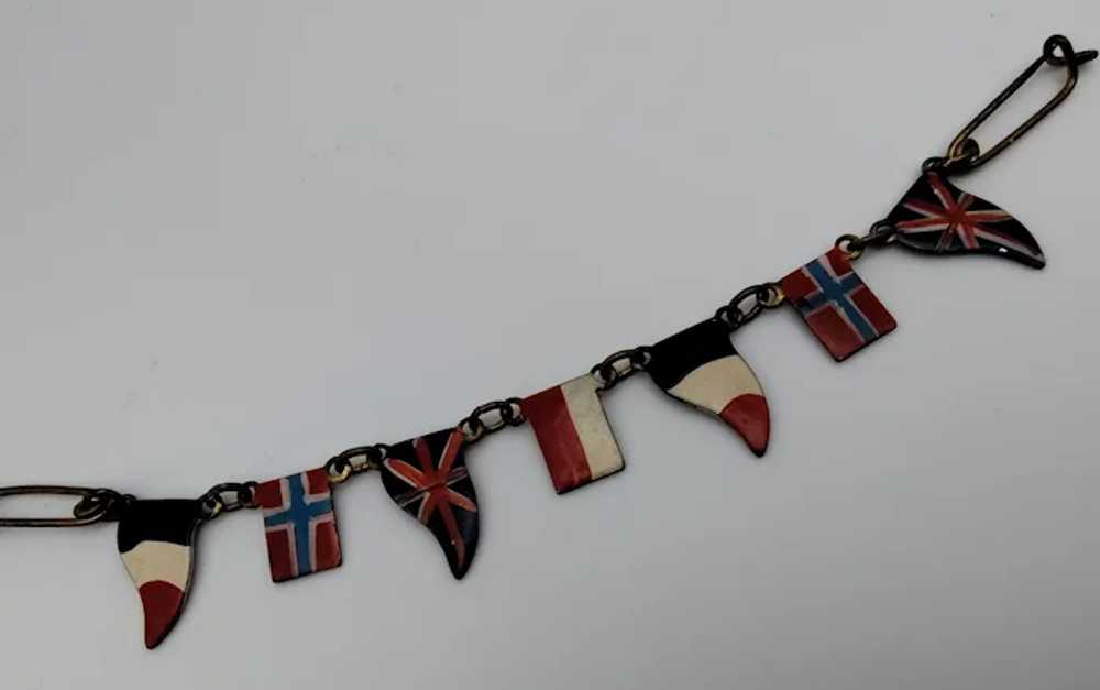 Dangle flag U.K. Iceland Poland France brass pain… - image 3