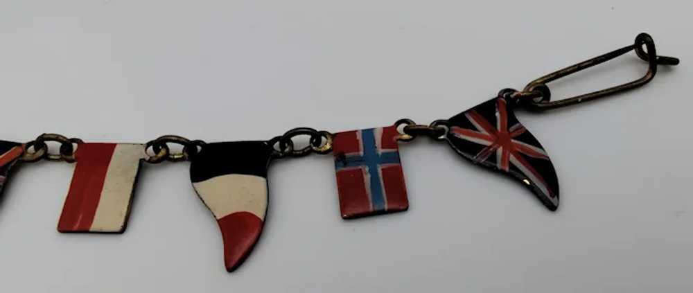 Dangle flag U.K. Iceland Poland France brass pain… - image 4