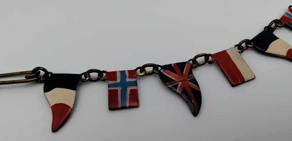 Dangle flag U.K. Iceland Poland France brass pain… - image 5