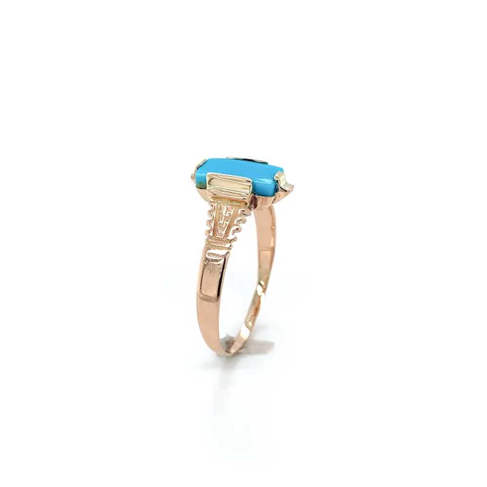 10K Rose Gold Victorian Sleeping Beauty Turquoise… - image 3