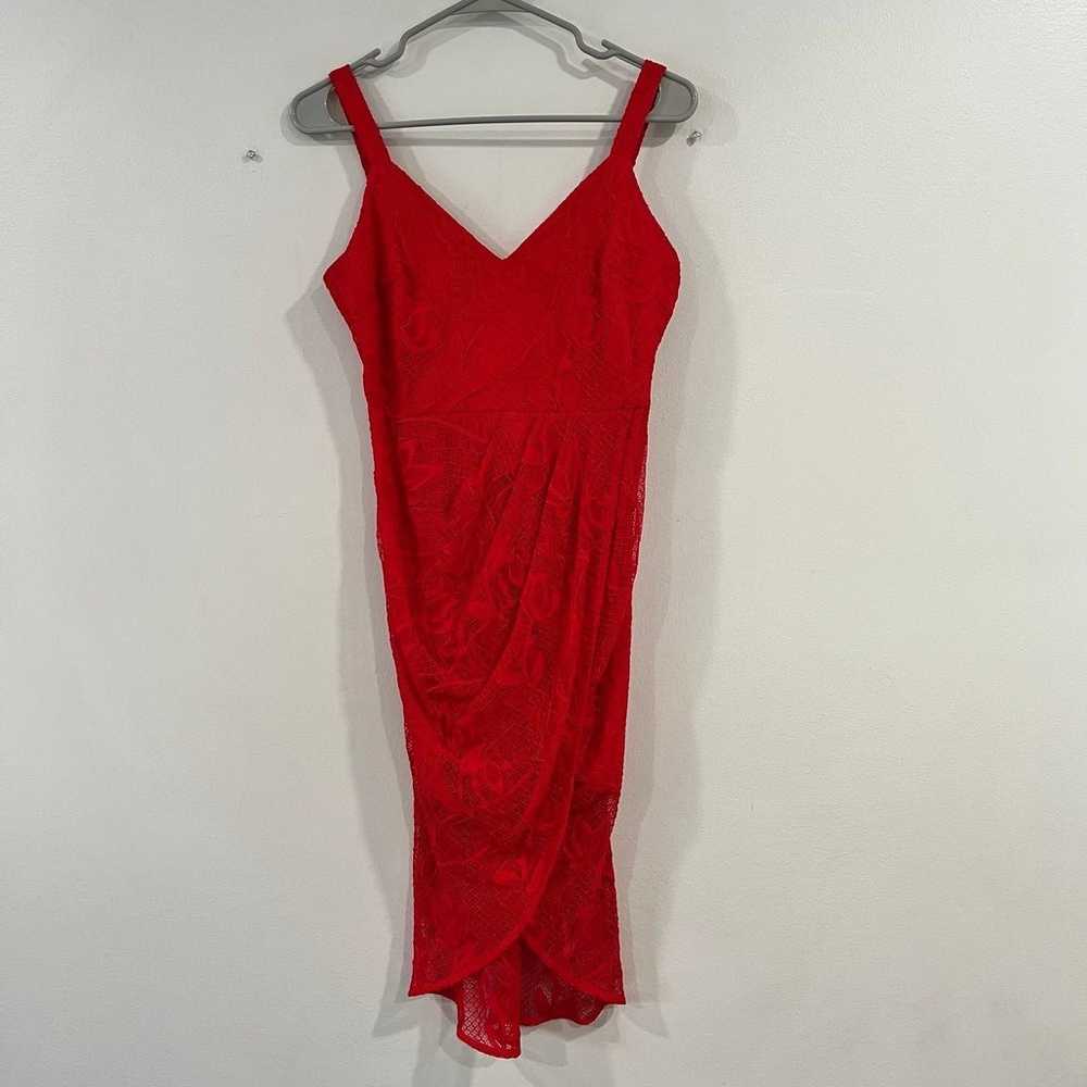 Lulus Meg Red Lace Sleeveless Tulip Hem Dress SMA… - image 5