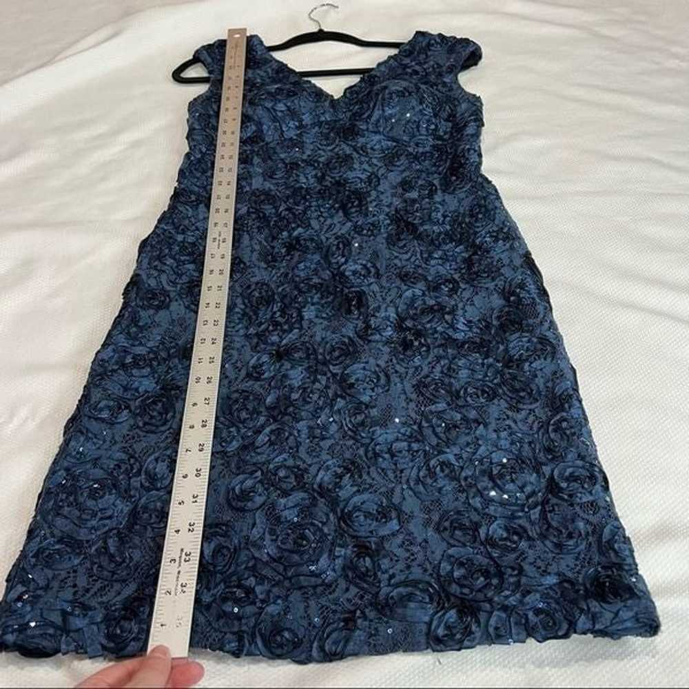 Marina Blue Sequin Rose V Neck Dress - image 3