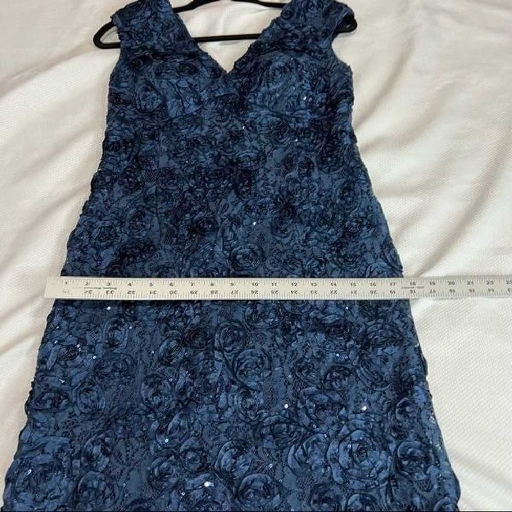 Marina Blue Sequin Rose V Neck Dress - image 7