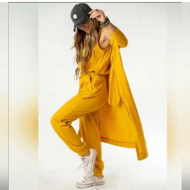 Three Birds Nest Mustard Set To Go Pocket Jumpsuit