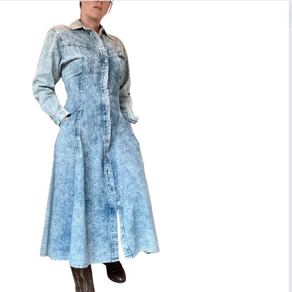 Vintage Together Acid Wash Jean Button Down Dress… - image 4
