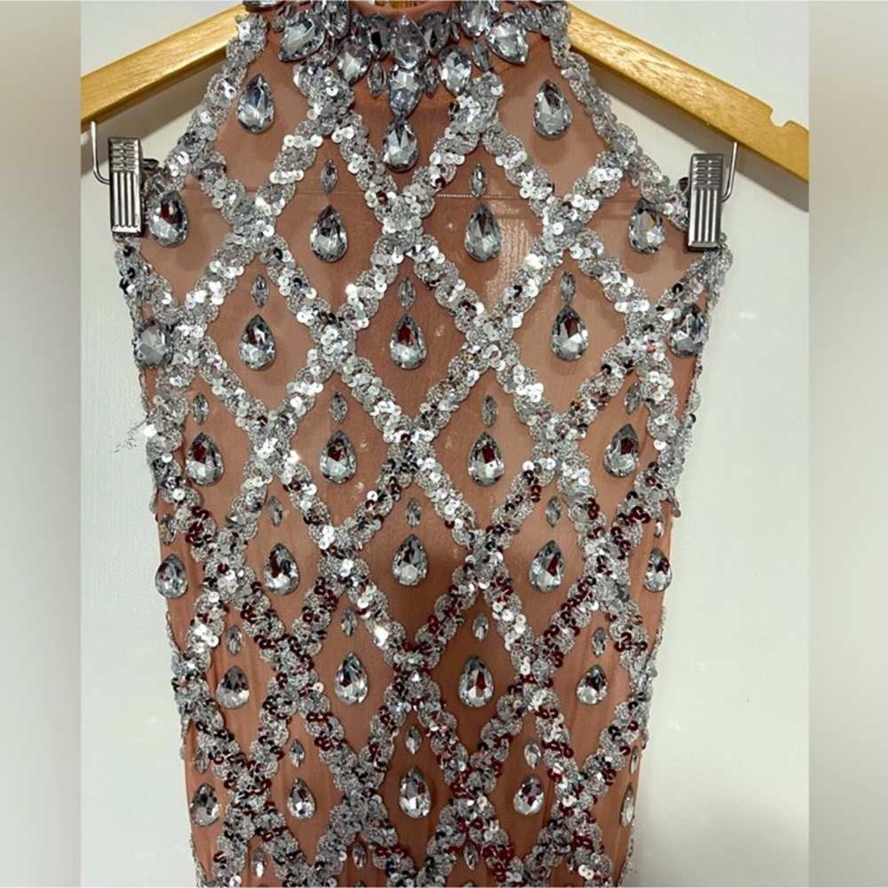 NWOT Silver Rhinestone Formal Gown (S) #120 - image 5