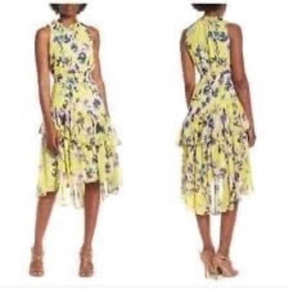 Eliza J Yellow Floral Asymmetric Ruffled Tiered M… - image 2