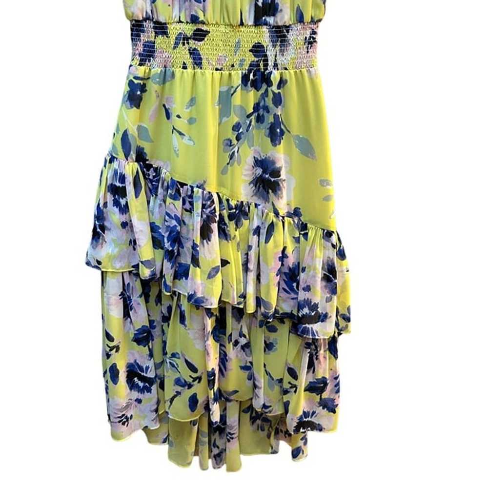 Eliza J Yellow Floral Asymmetric Ruffled Tiered M… - image 4