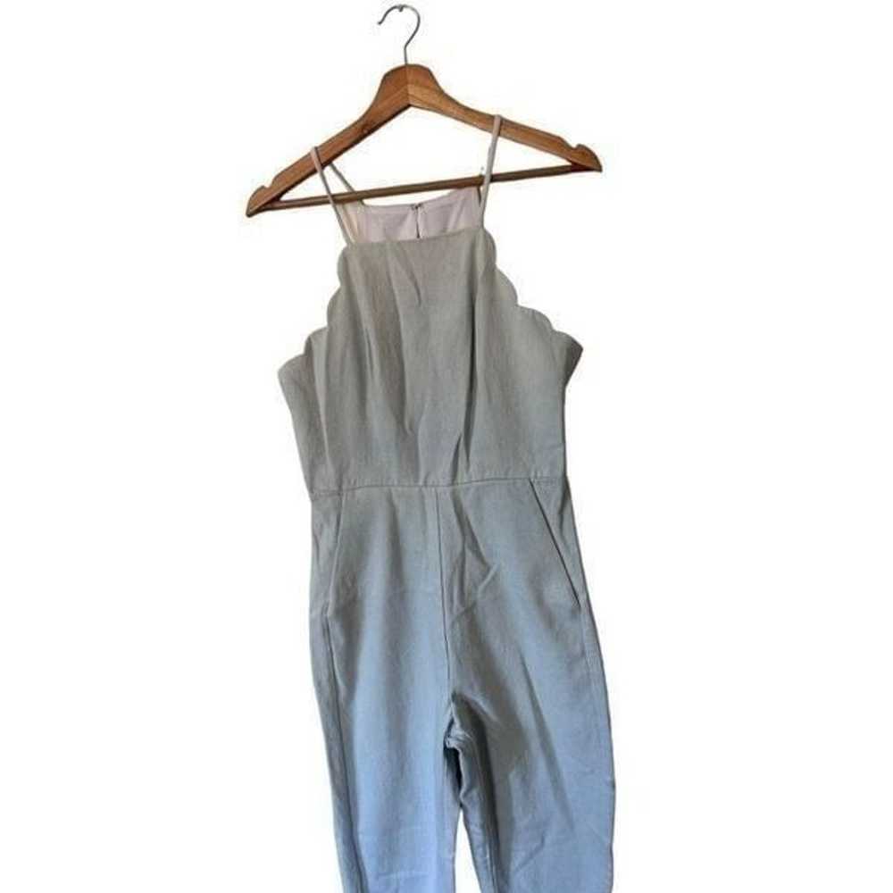 BCBGeneration Light Wash Denim Jumpsuit Scalloped… - image 2