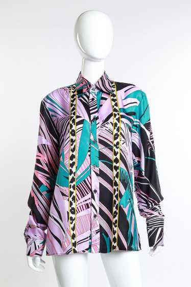 VERSUS GIANNI VERSACE Cheetah Palm Abstract Blouse