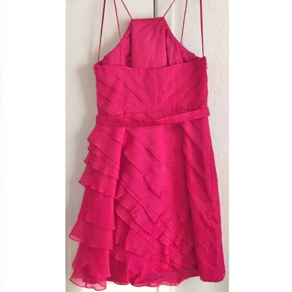 Theia Pink Silk Pleated Ruffle Formal Mini Dress … - image 4