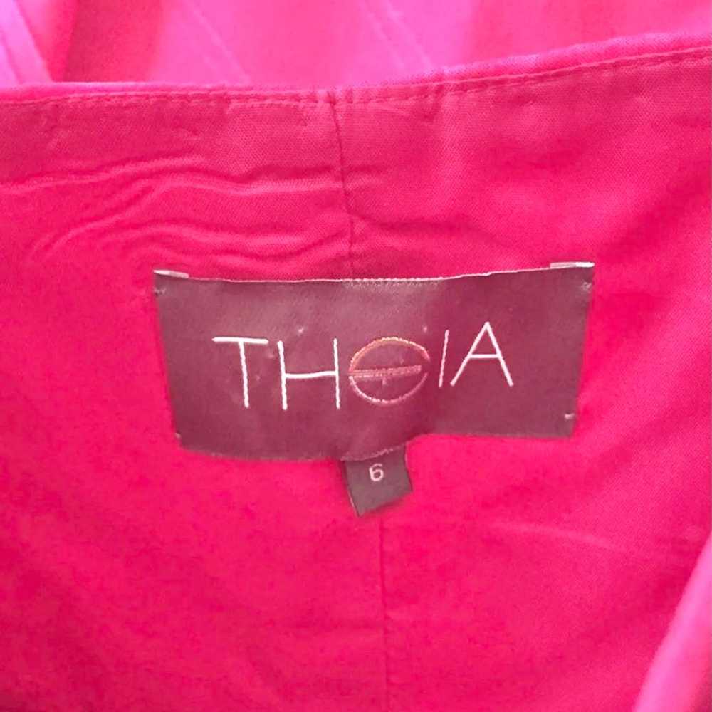 Theia Pink Silk Pleated Ruffle Formal Mini Dress … - image 5
