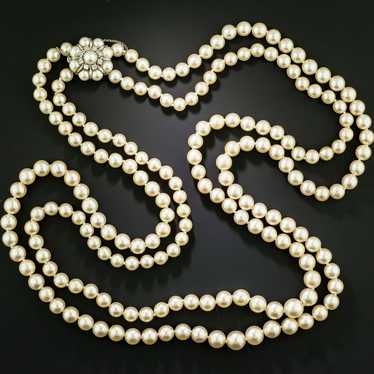 Graduating Cultured Pearl Double Strand Necklace, 