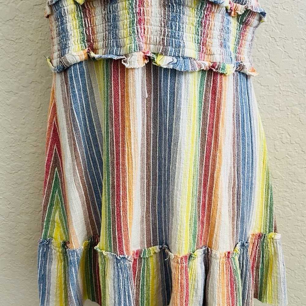 Saylor Sleeveless Ruffle Rainbow Stripes Mini Sun… - image 3