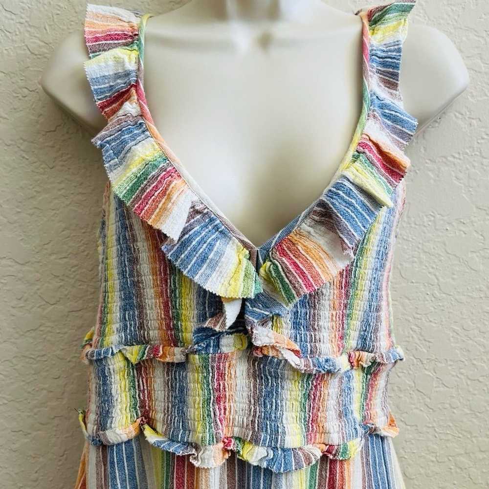 Saylor Sleeveless Ruffle Rainbow Stripes Mini Sun… - image 6