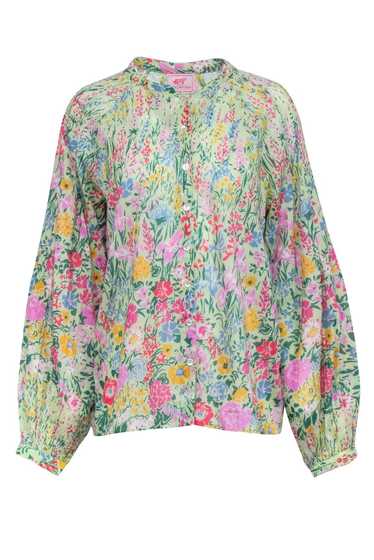 Banjanan - Light Green Floral Print Blouse Sz M