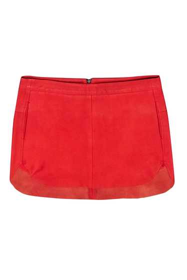 Michelle Mason - Red Lambskin Mini Skirt w/ Zipper