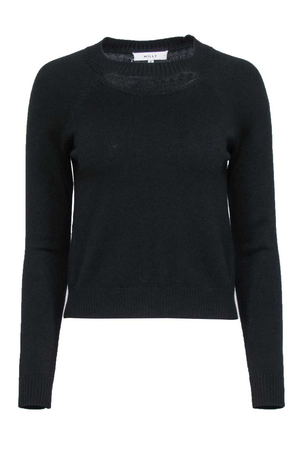 Milly - Black Wool Sweater w/ Cutout Sz P - image 1