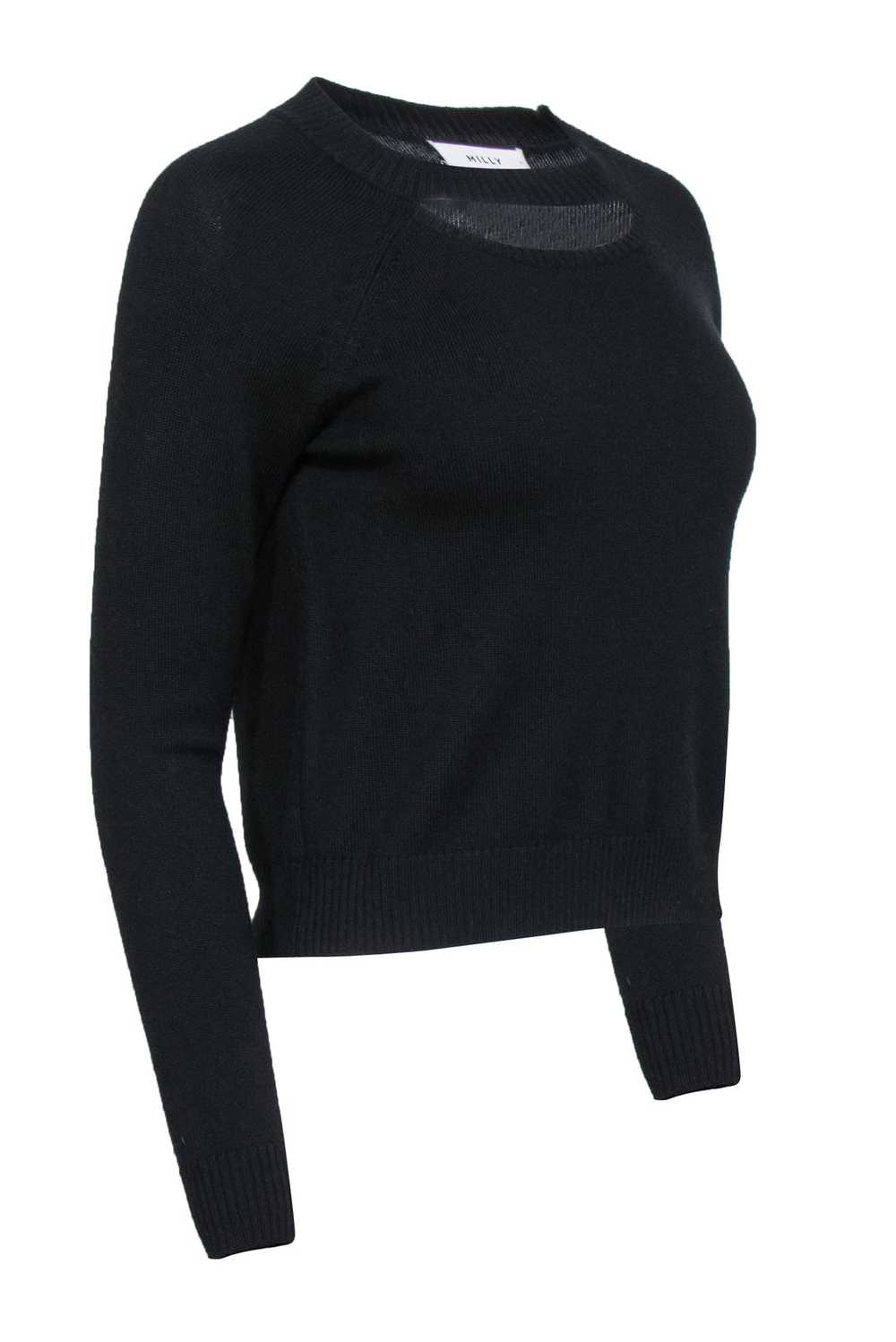 Milly - Black Wool Sweater w/ Cutout Sz P - image 2