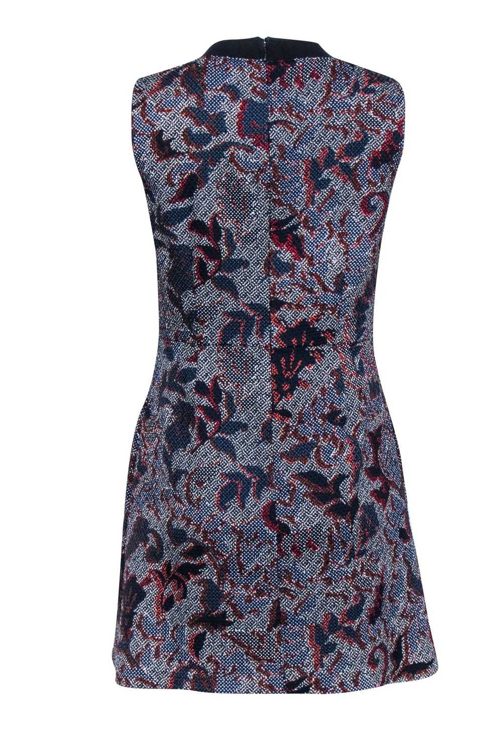 Tory Burch - Navy & Red Printed Tweed Sleeveless … - image 3