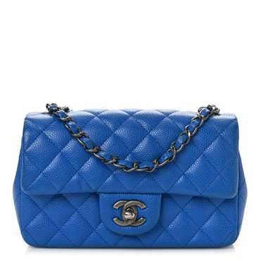 CHANEL Caviar Quilted Mini Rectangular Flap Blue