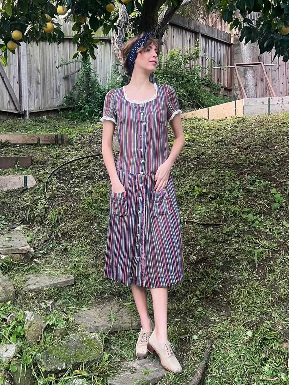 The Nico Dress - Vintage 1940s cotton voile strip… - image 2