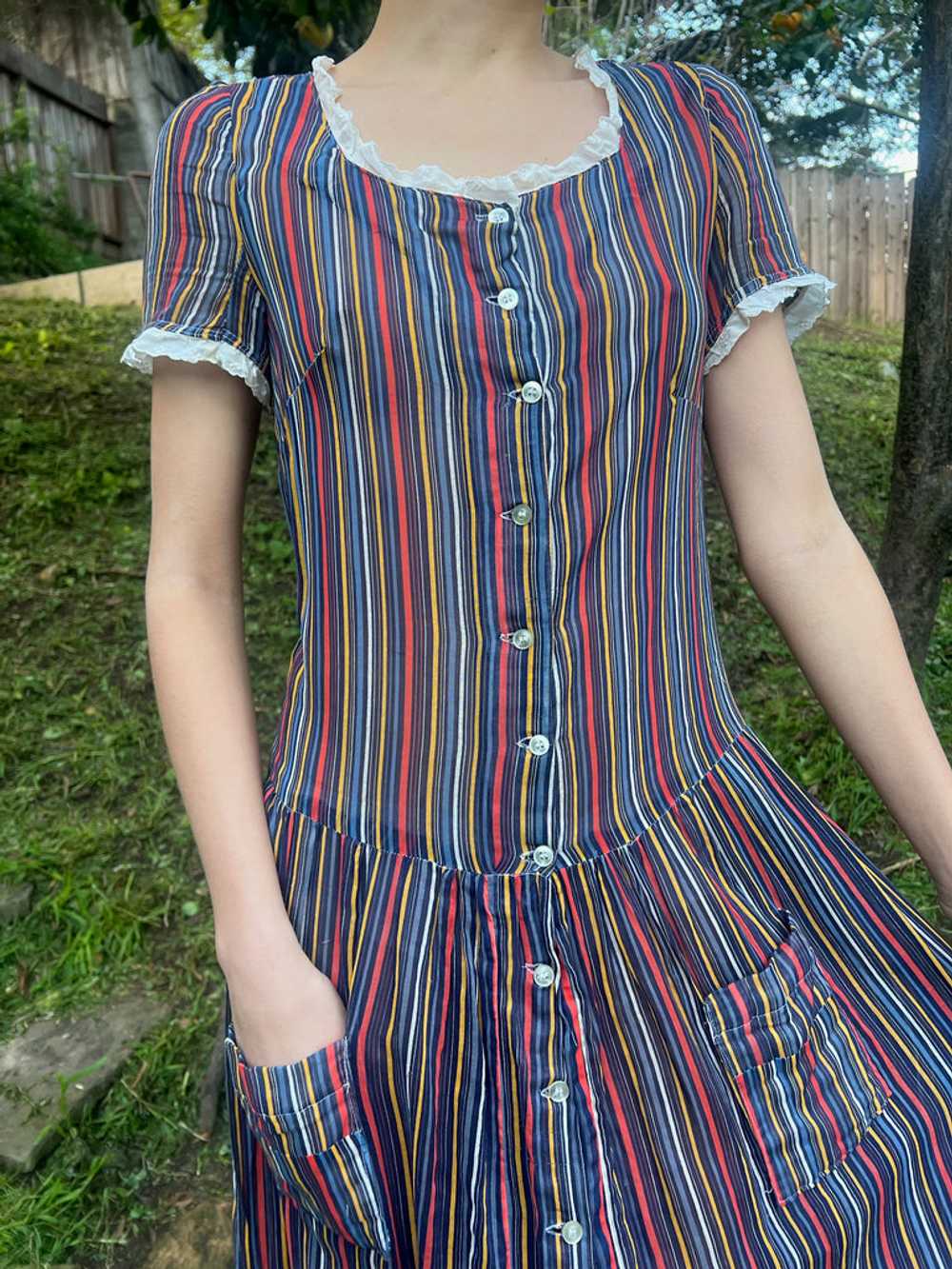 The Nico Dress - Vintage 1940s cotton voile strip… - image 2