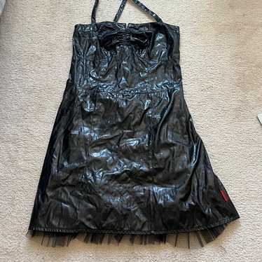 Rare Vintage Tripp NYC pleather crackle tulle dres