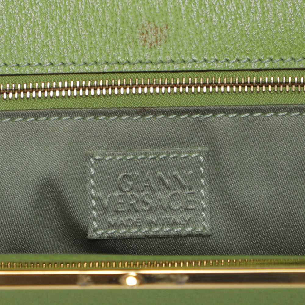 Vintage 90s Gianni Versace Leather Gold Frame Bag… - image 5