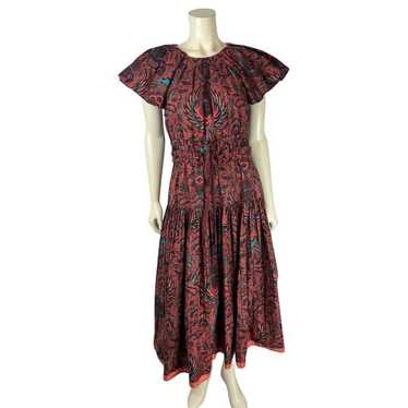 Ulla Johnson Printed Delmara Pleated Midi Dress Si