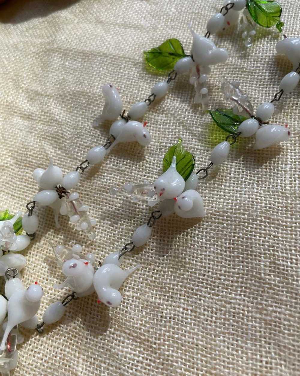 antique venetian white glass garden dove necklace - image 3