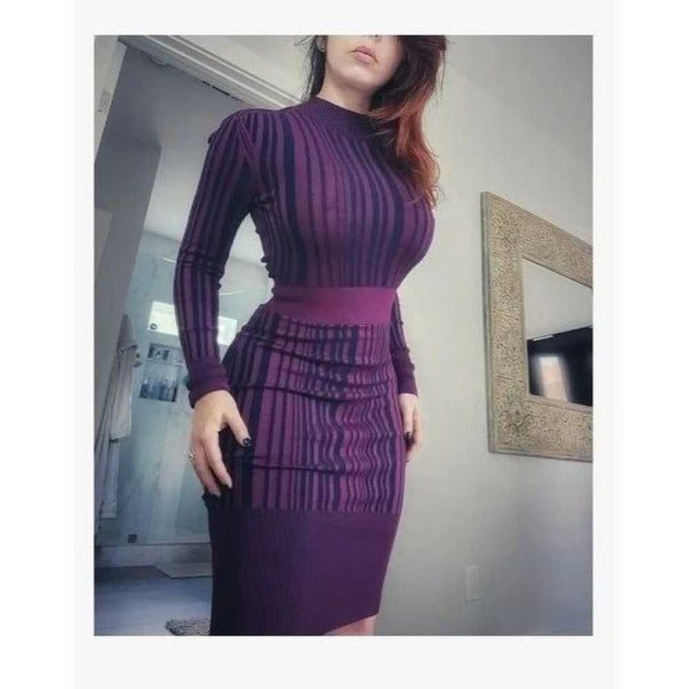 Hervé Léger Striped Sheath Knit Dress in Purple X… - image 10
