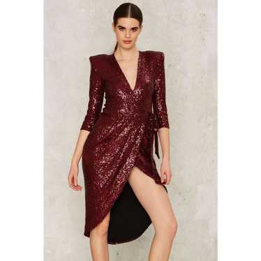 Zhivago burgundy sequins Kinsey Wrap Dress size 8/