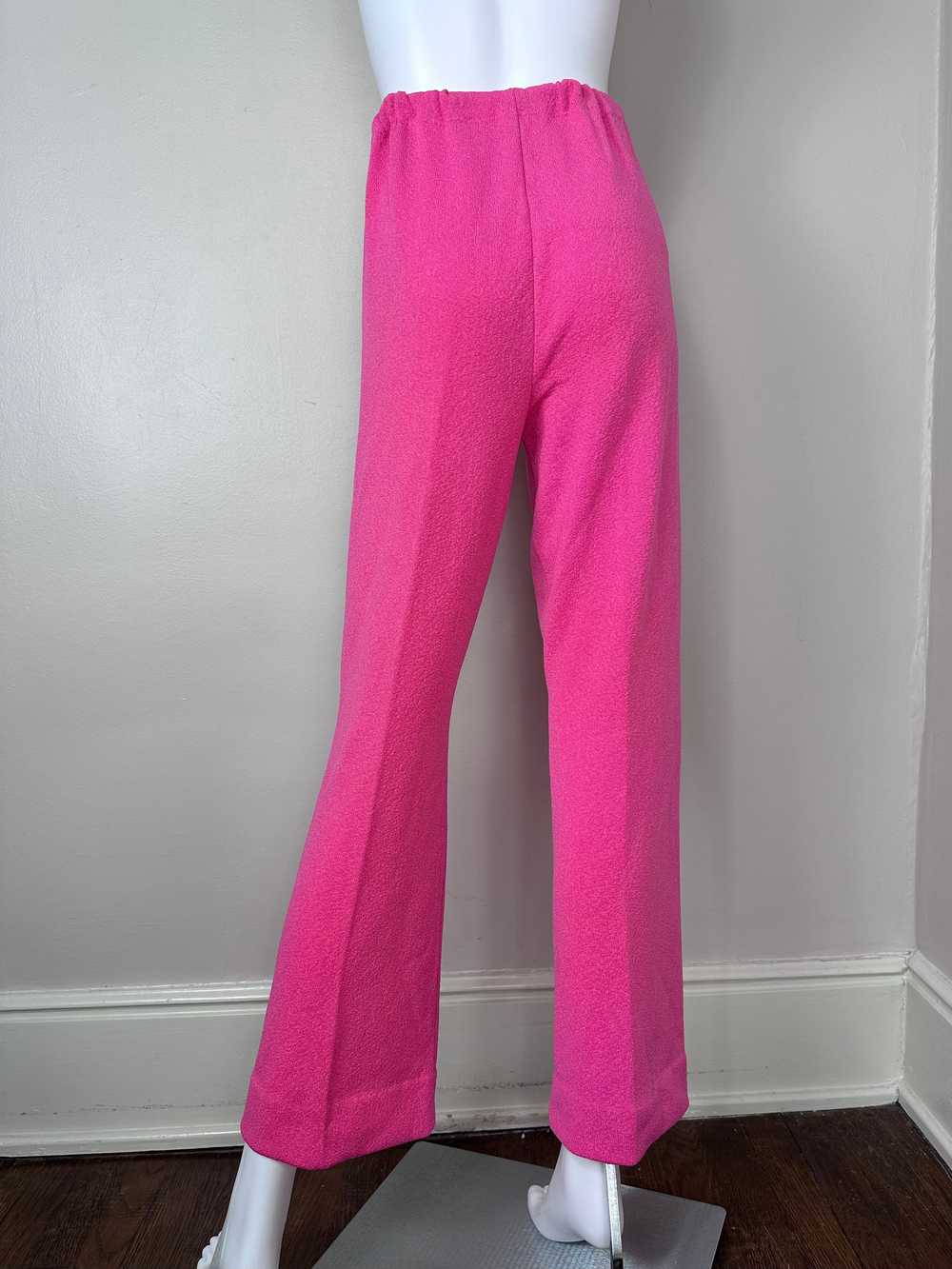 1960s/70s Bright Pink Polyester Top and Pants Set… - image 5