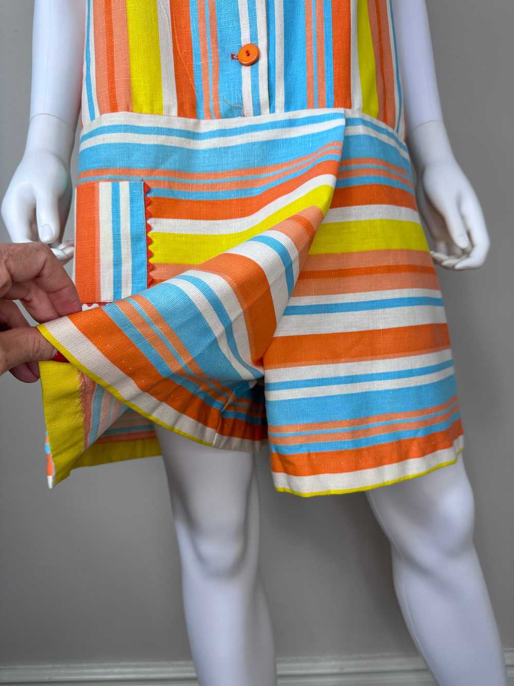 1960s Striped Romper Dress, Sears Size Large-XL - image 3