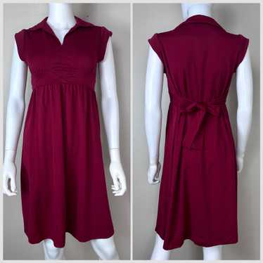 1970s Burgundy Sleeveless Dress, Handmade Size Sm… - image 1